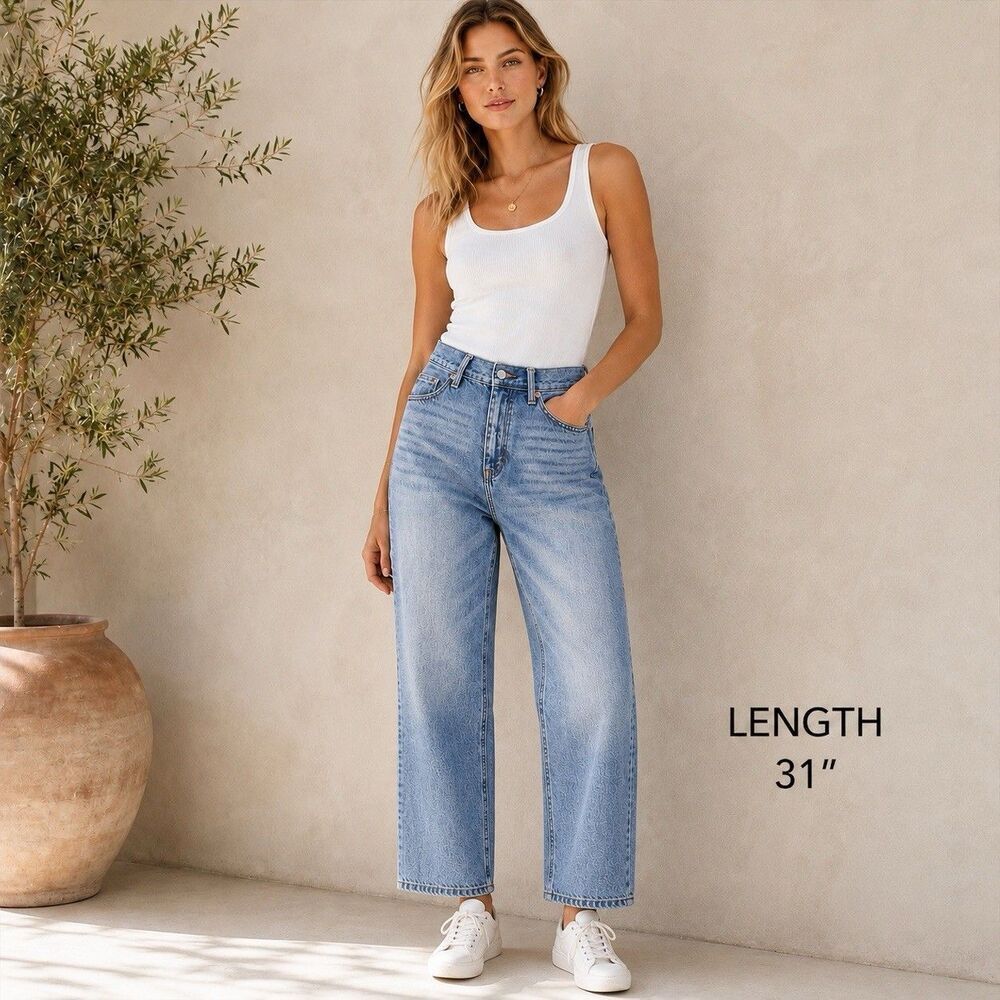 BLUE x Artemis The Modern Light Wash Baggy Straight Leg Denim Jean Women 28x31